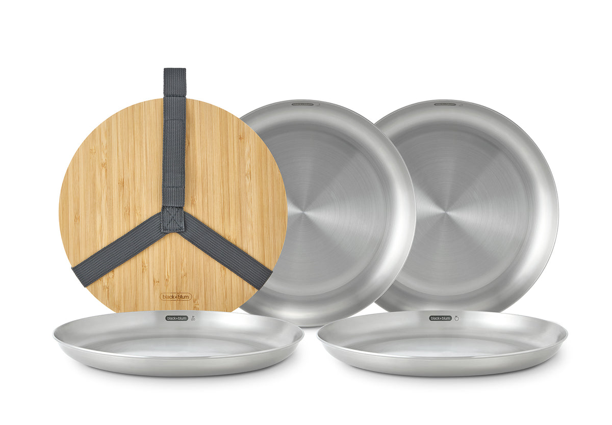 Picknick Teller Set aus Edelstahl, 4-tlg. -  - blickblum.com