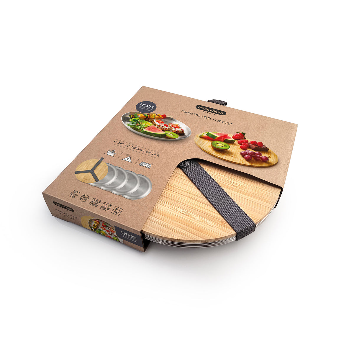 Picknick Teller Set aus Edelstahl, 4-tlg. -  - blickblum.com