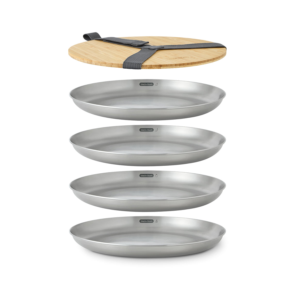Picknick Teller Set aus Edelstahl, 4-tlg. -  - blickblum.com