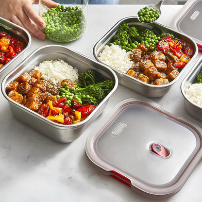 Multifunktionsbox aus Edelstahl, quadratisch, 1,4 L - Lunchboxen - blickblum.com