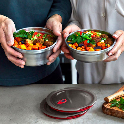 Multifunktionsbox aus Edelstahl, rund, 650 ML - Lunchboxen - blickblum.com