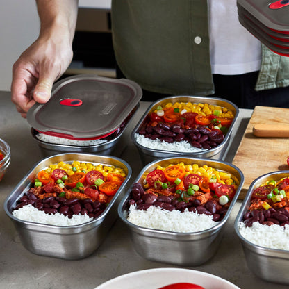 Multifunktionsbox aus Edelstahl, rechteckig, 600 ML - Lunchboxen - blickblum.com
