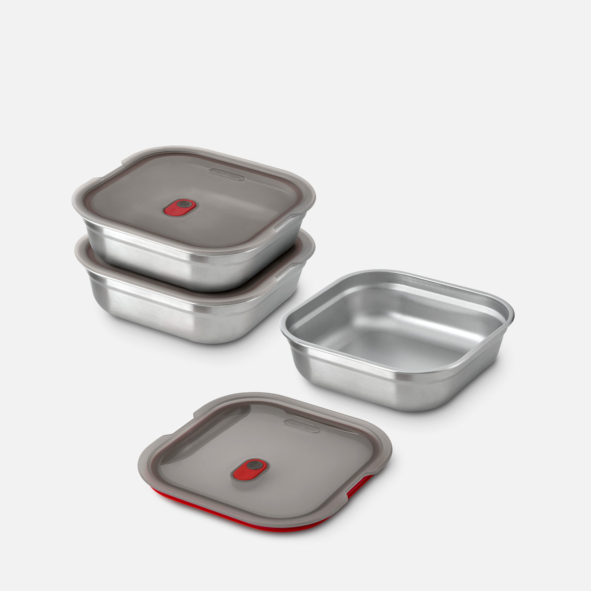 Multifunktionsbox aus Edelstahl, quadratisch, 1,1 L - Lunchboxen - blickblum.com