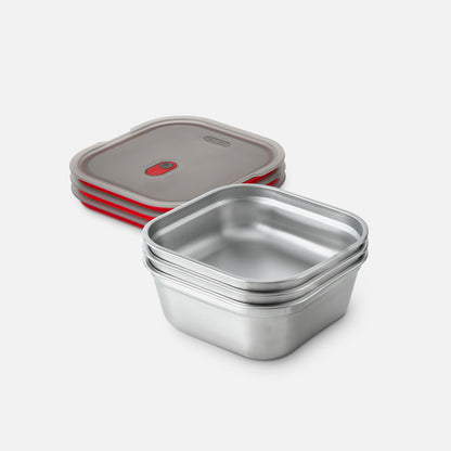 Multifunktionsbox aus Edelstahl, quadratisch, 1,4 L - Lunchboxen - blickblum.com